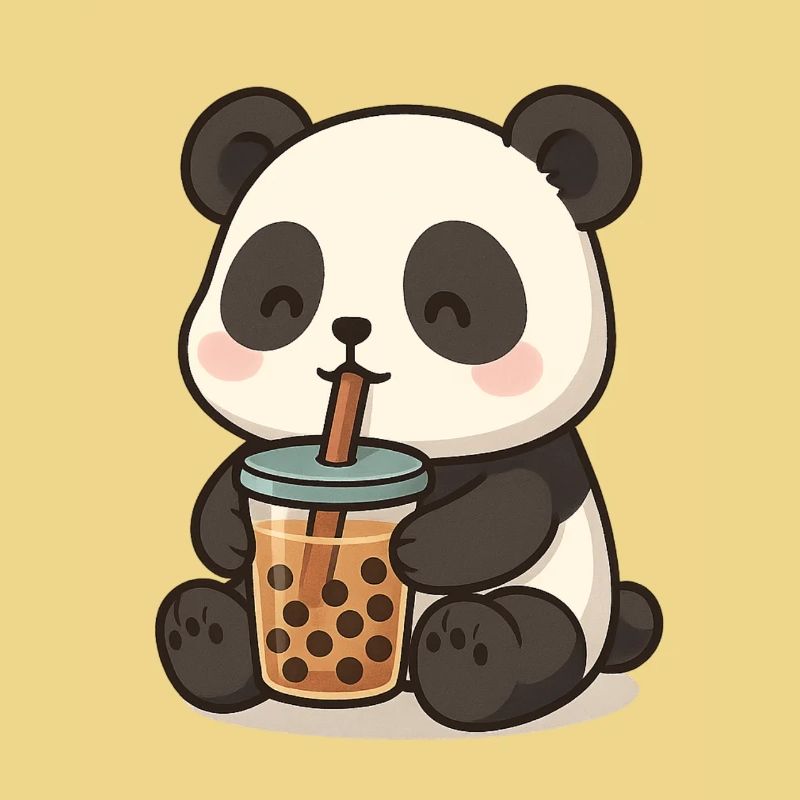 Pandabär mit Bubble Tea