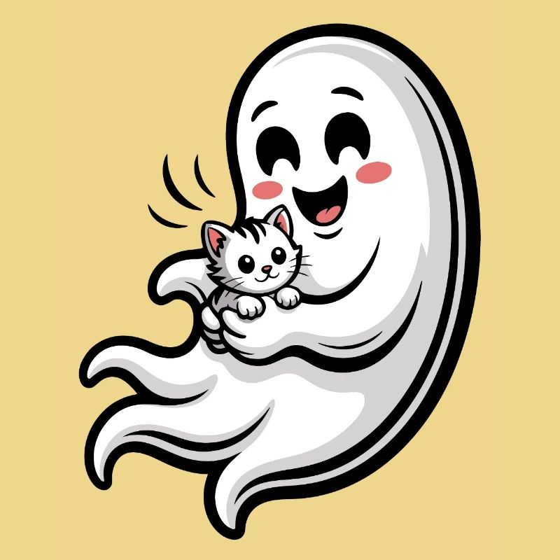 Cuddly Ghost with Cat
