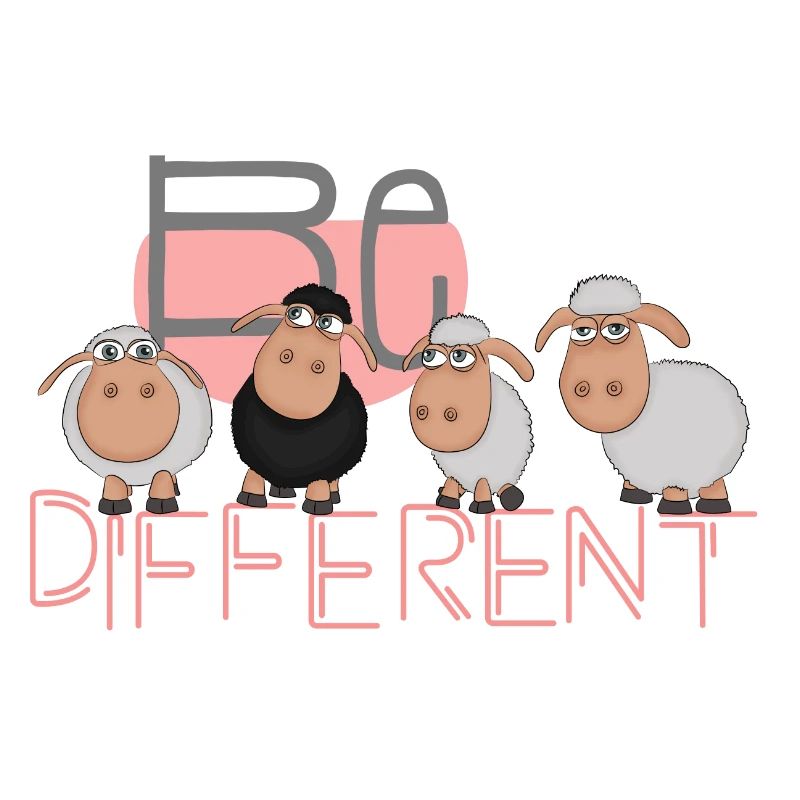 Be different: unique sheep really happy herd