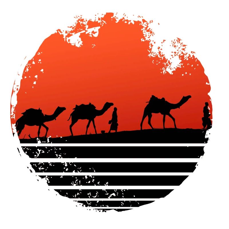 Camels in Desert