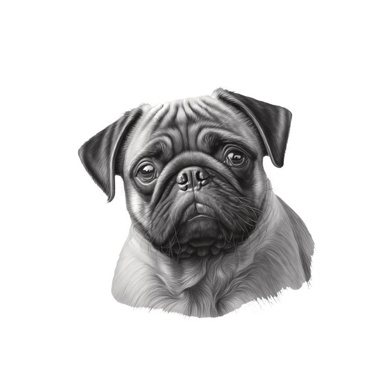 Pug stencil design white and black