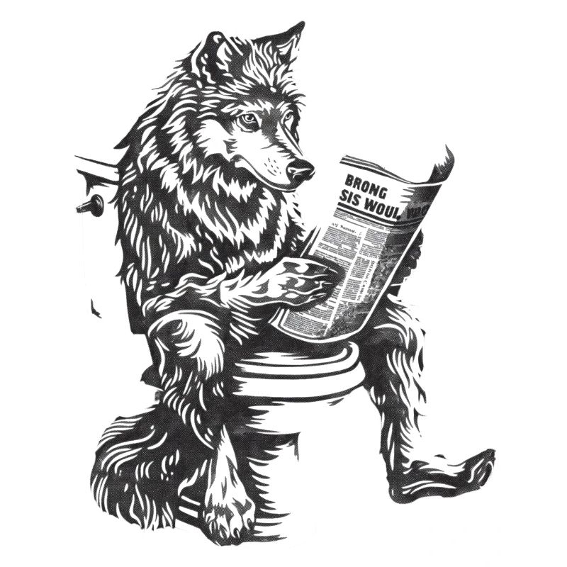 Wolf on toilet