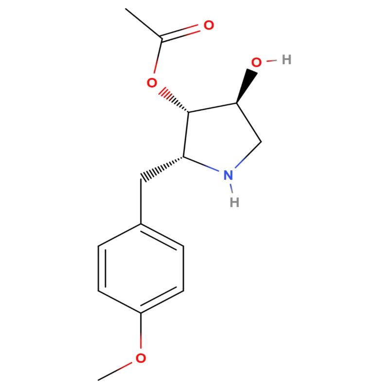 Molécule d’anisomycine - Formule structurale colorée