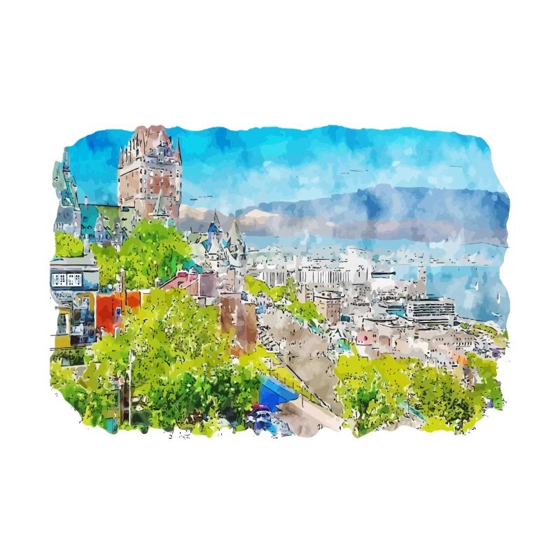 Québec Canada Aquarelle Dessin Dessin Illustration
