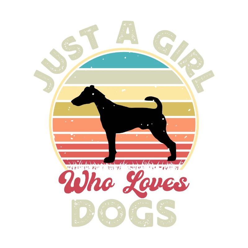 Fox Terrier Smooth Dog Silhouette Retro Sunset