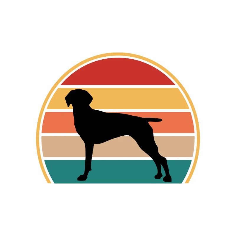 Old Danish Pointer Dog Silhouette Retro Sunset