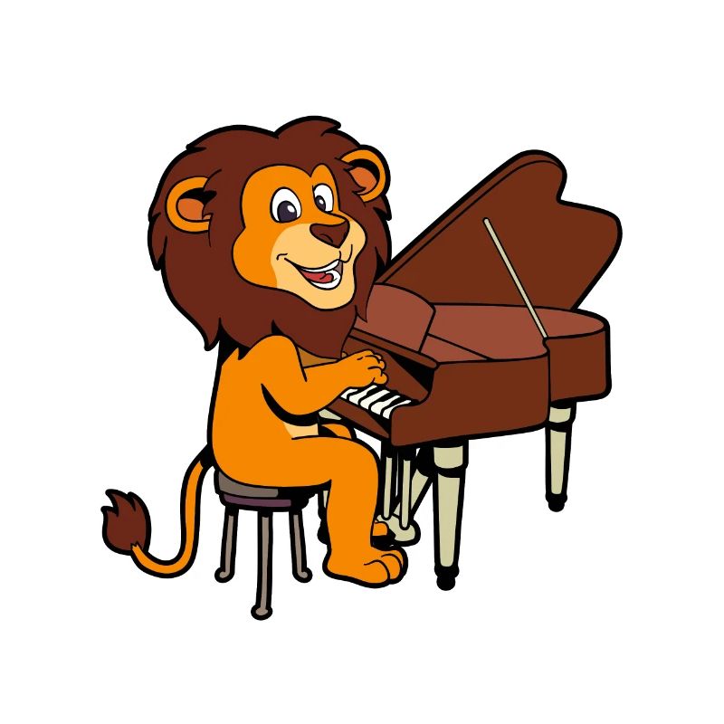 Comic Löwe spielt Klavier
