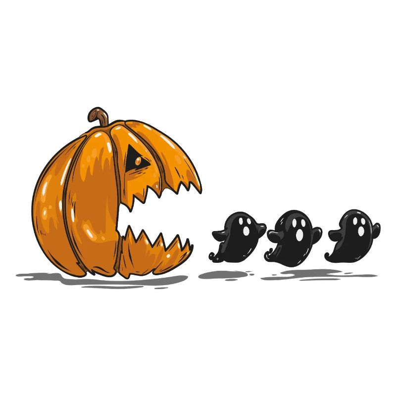 Pumpkin Stalks Halloween Ghosts