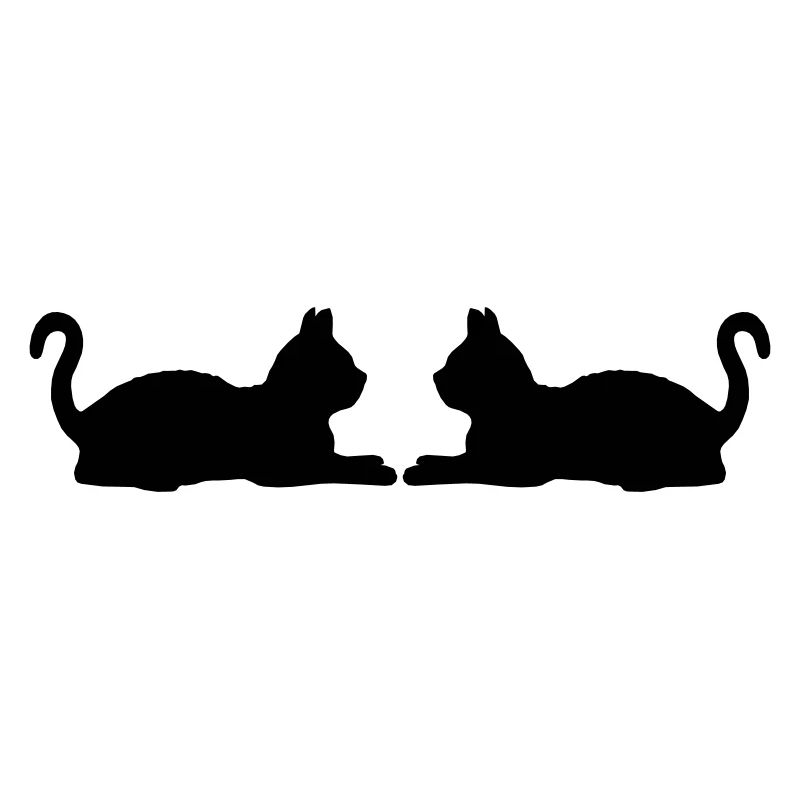2 silhouette de chats couchés