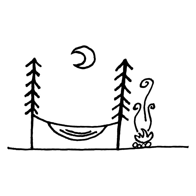 Hammock, campfire & moonlight