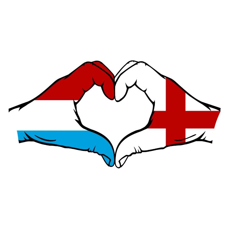 Luxembourg Angleterre Drapeau Mains Coeur Forme