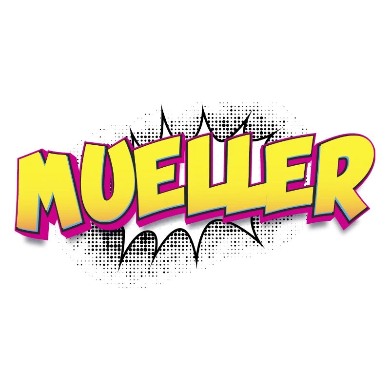 Mueller benutzerdefinierter Name Comic-Buch-Stil Pop-Art,