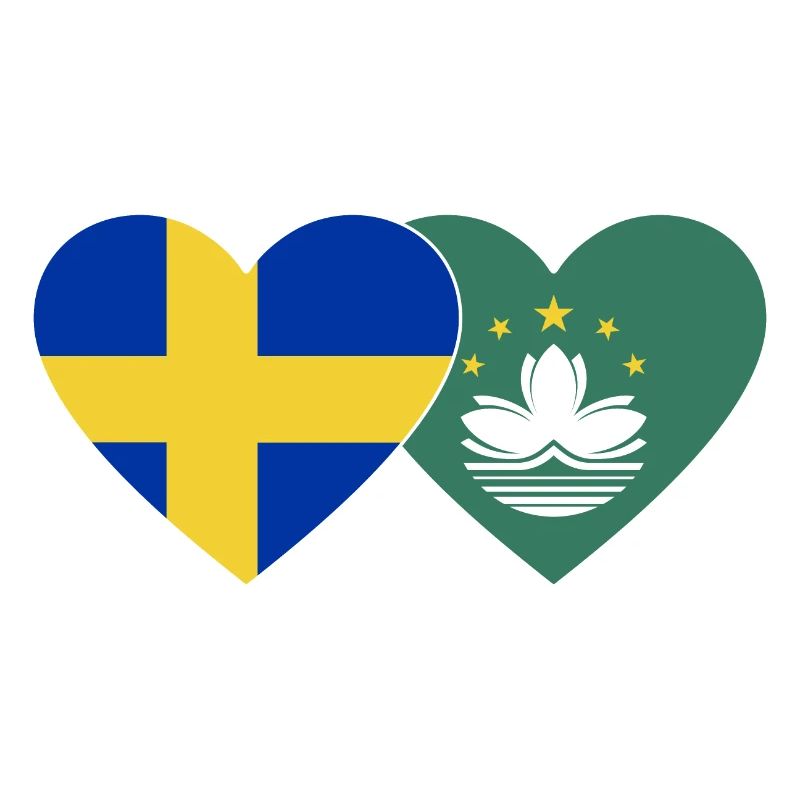 Suède Cœur de drapeau de Macao