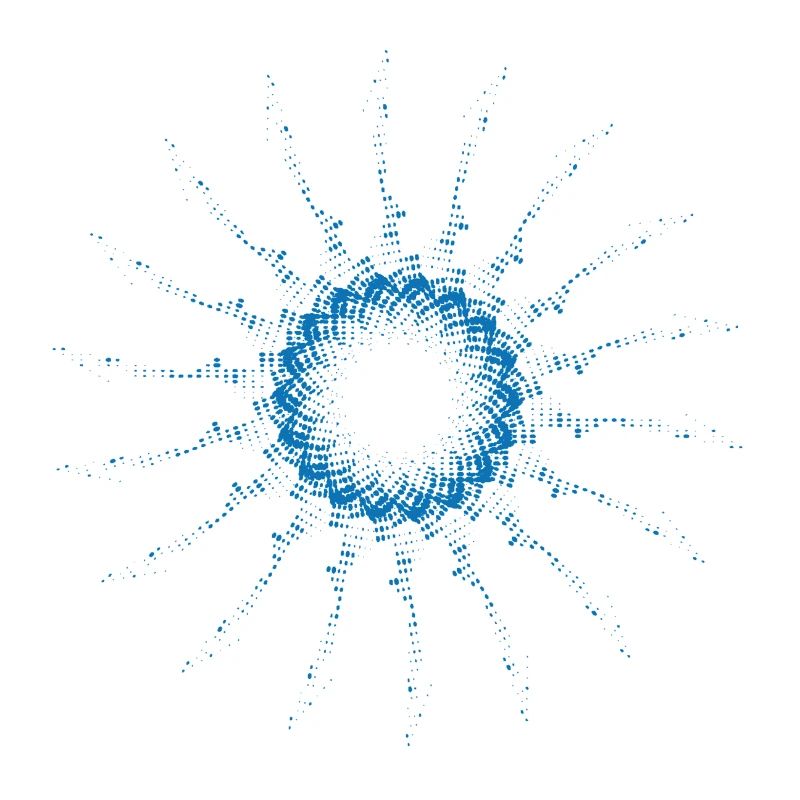 dotted shape rotated wind turbine blue