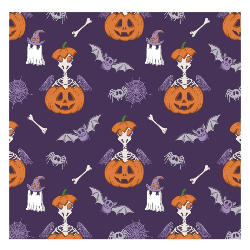 Skeletal Chicks with Pumpkin Halloween Pattern