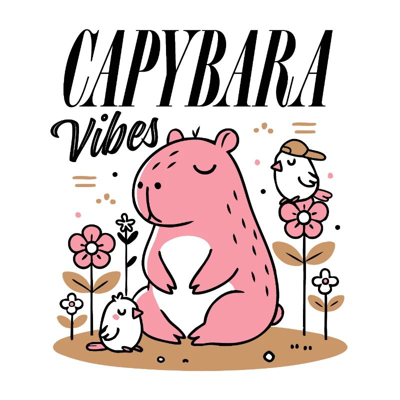 Relaxed capybara with friends
