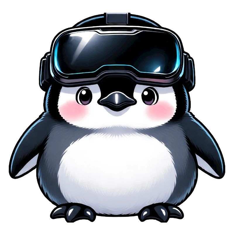 VR penguin with headset