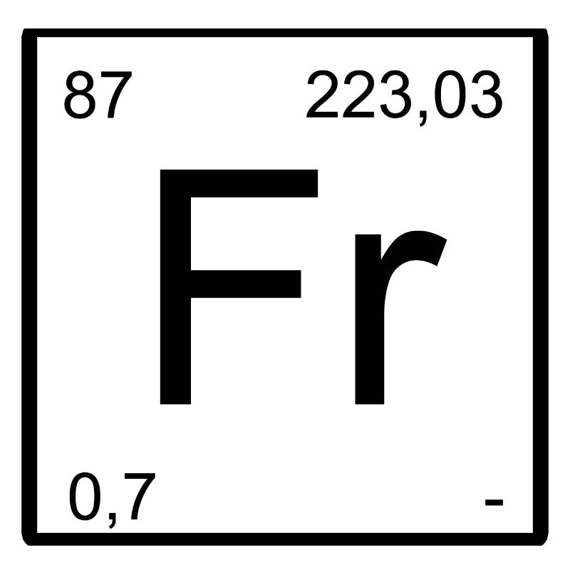 Conception des éléments de francium avec nombres de période