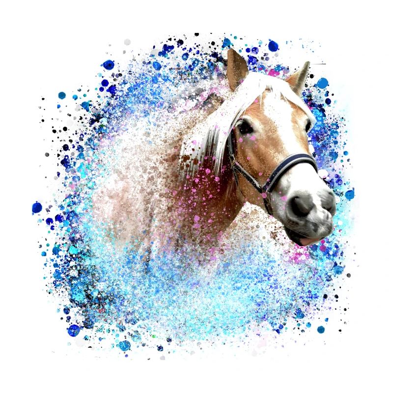 cheval,haflinger, graffiti, peinture,bleu, chevaux,
