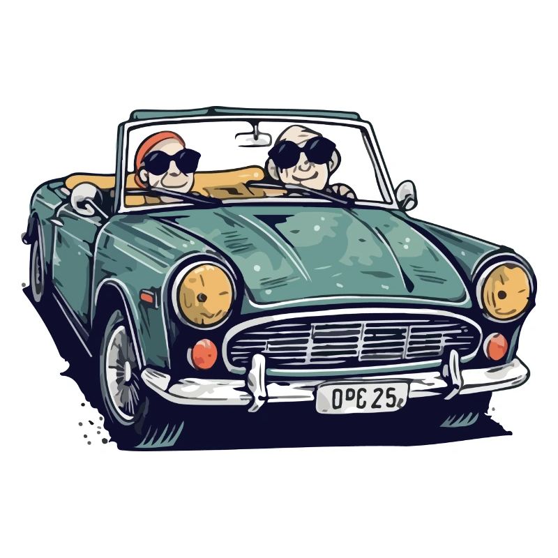 Denise und Roger im Cabrio