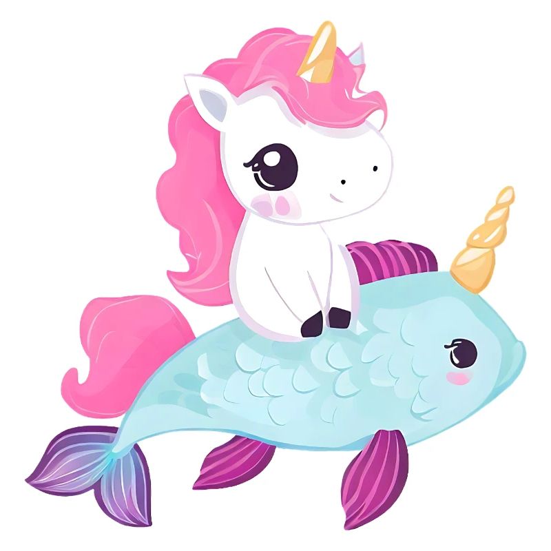 Unicorn rides on fish