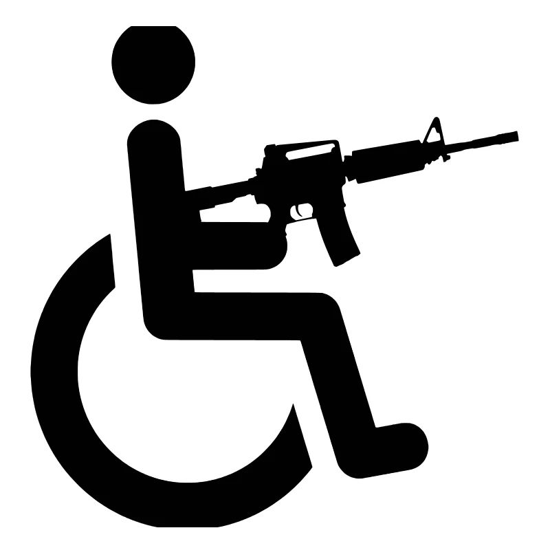Rollstuhlfahrer mit Waffe #