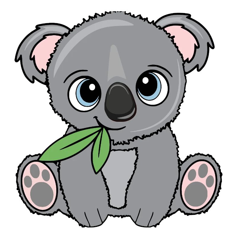 Small koala with leaf