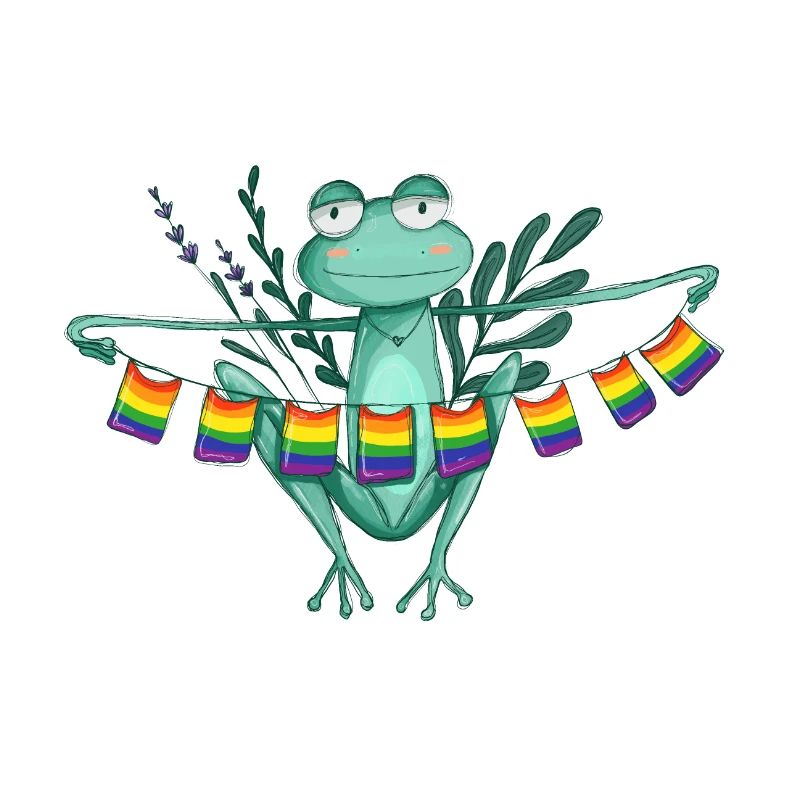 Pride frog with rainbow flags