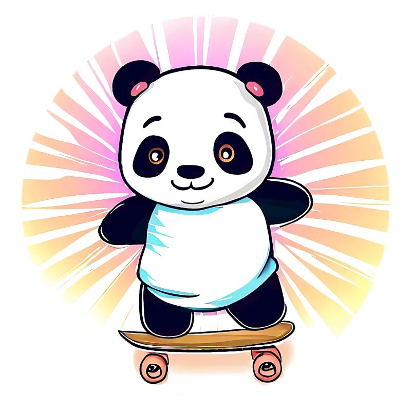 Panda skateboard au coucher du soleil
