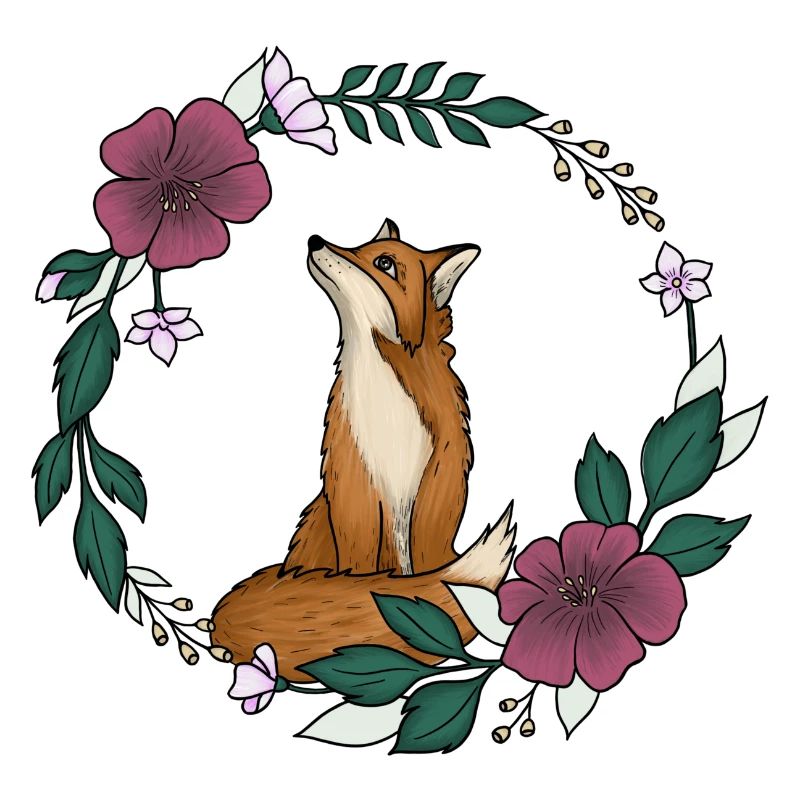 Fox and flowers