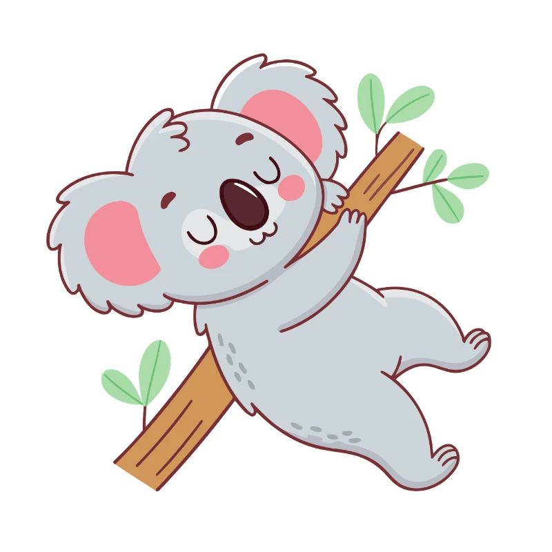 Cuddly koala on branch