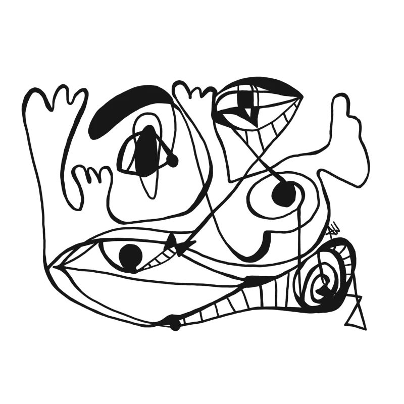 Drawing abstract face a line portrait