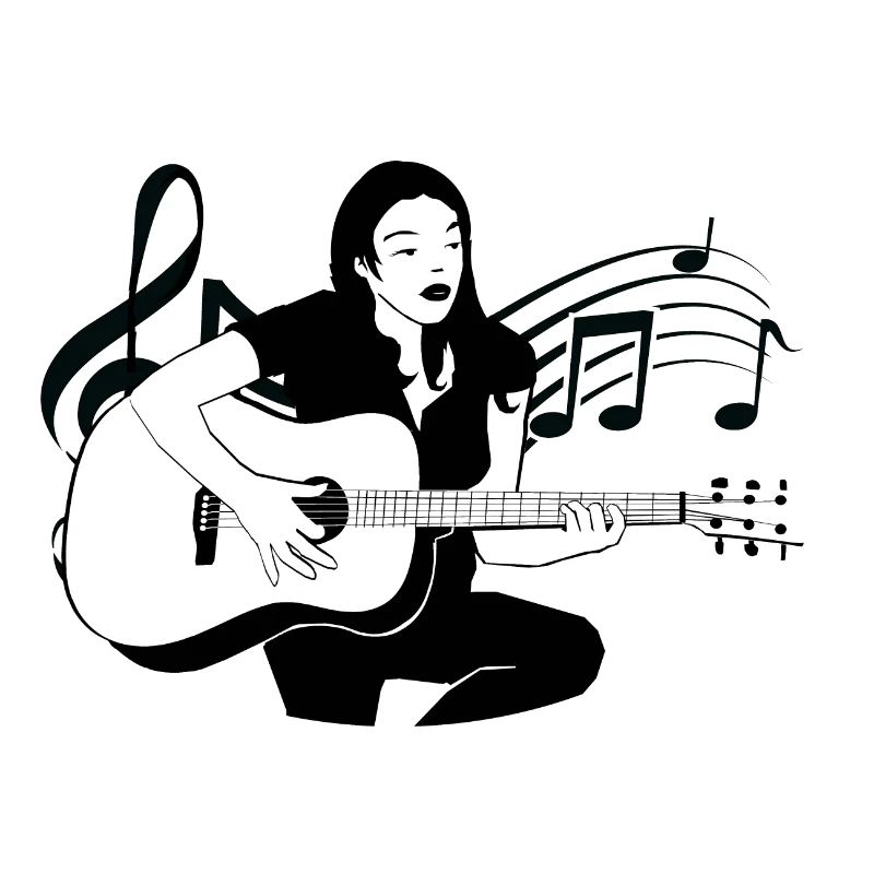 Guitariste classique folk joue de la guitare notes