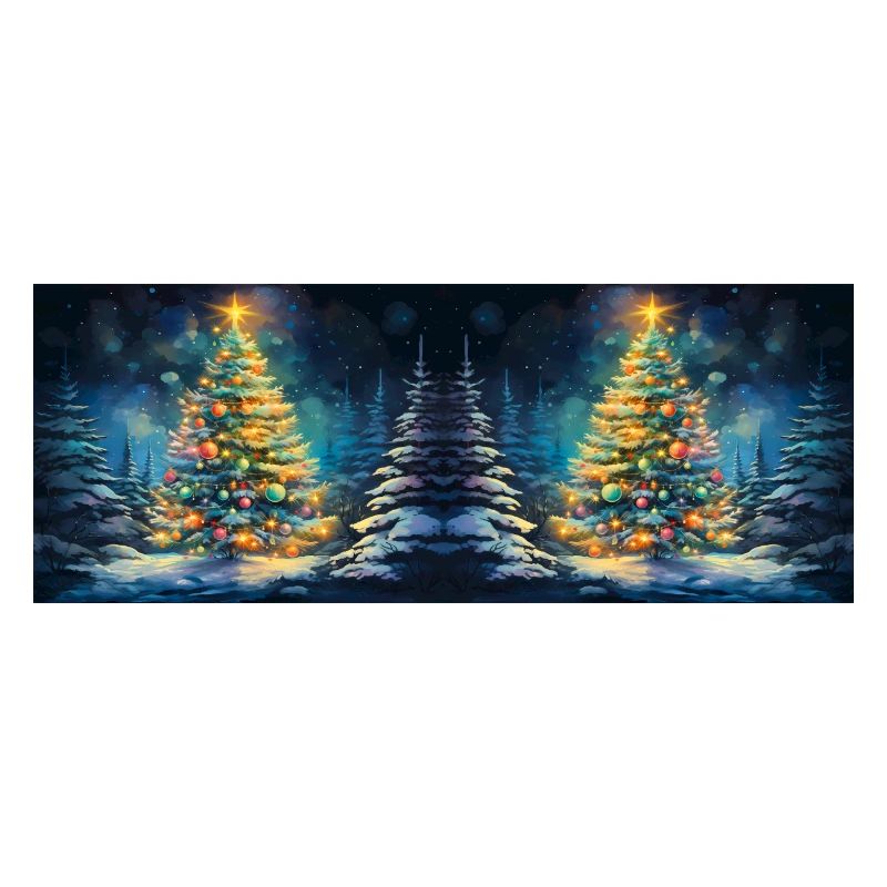 Christmas tree mug. Spruce trees, ornate pines.