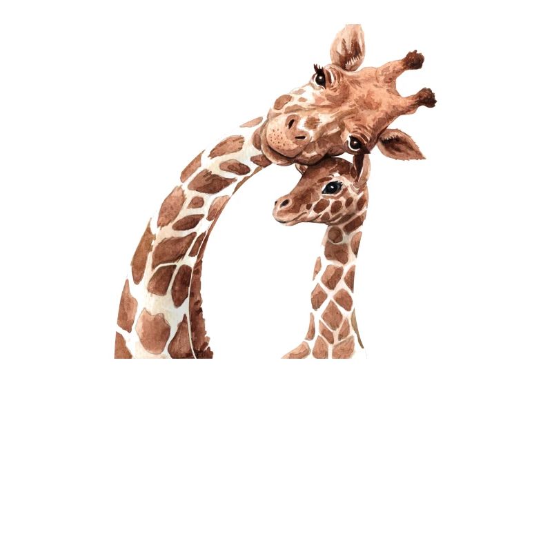 Mutter und Tierbabys Aquarell Giraffe Mutter