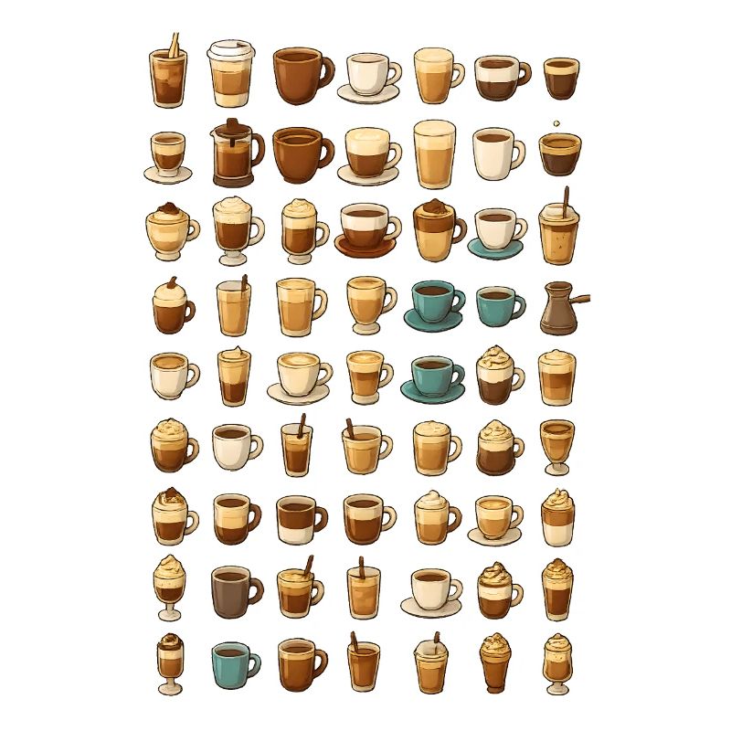 Various coffee drinks illustration