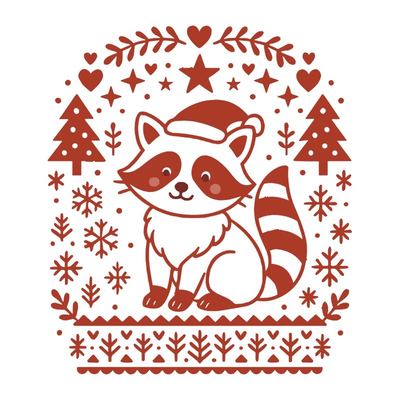 Christmas Raccoon Pattern Design
