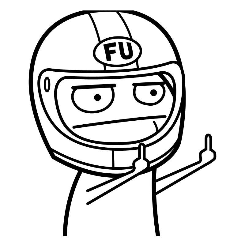 FU Meme avec casque de moto (les couleurs peuvent être changées)