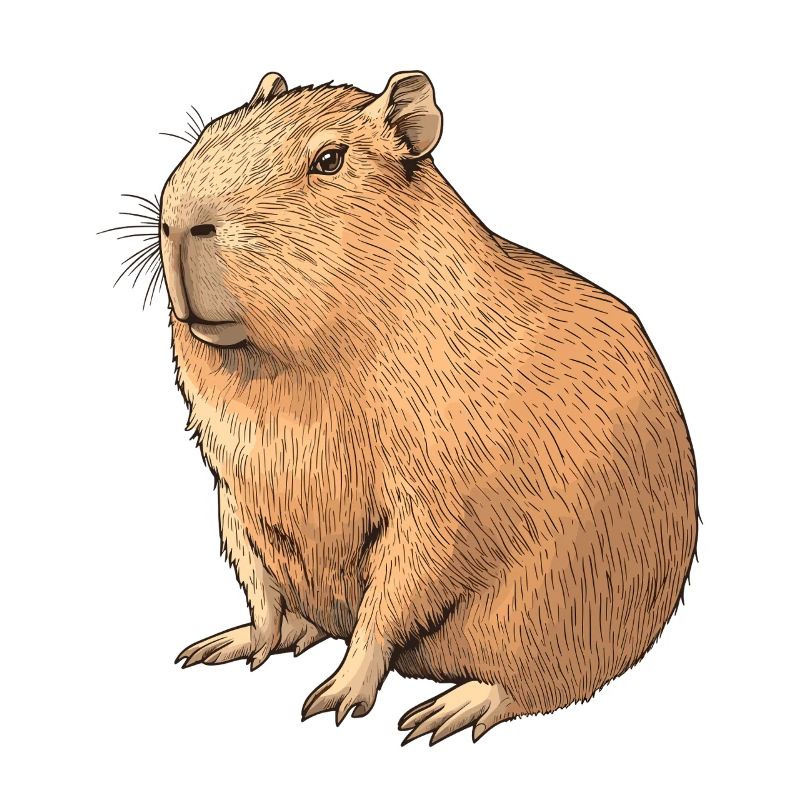 Kapibara Drawing in Brown Tone