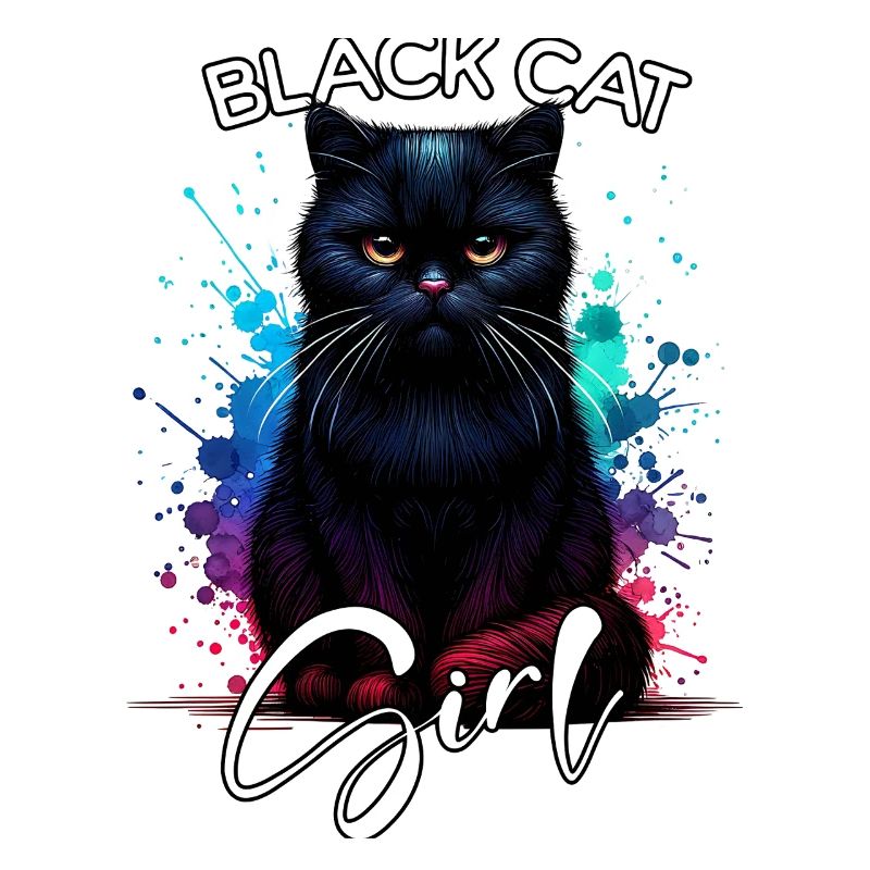 Grumpy Black Cat Mädchen Schwarze Katze