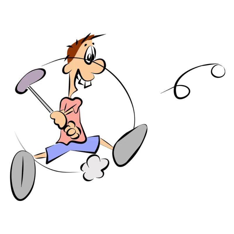 Eine Comic Figur beim Golf spielen - Geschenkidee