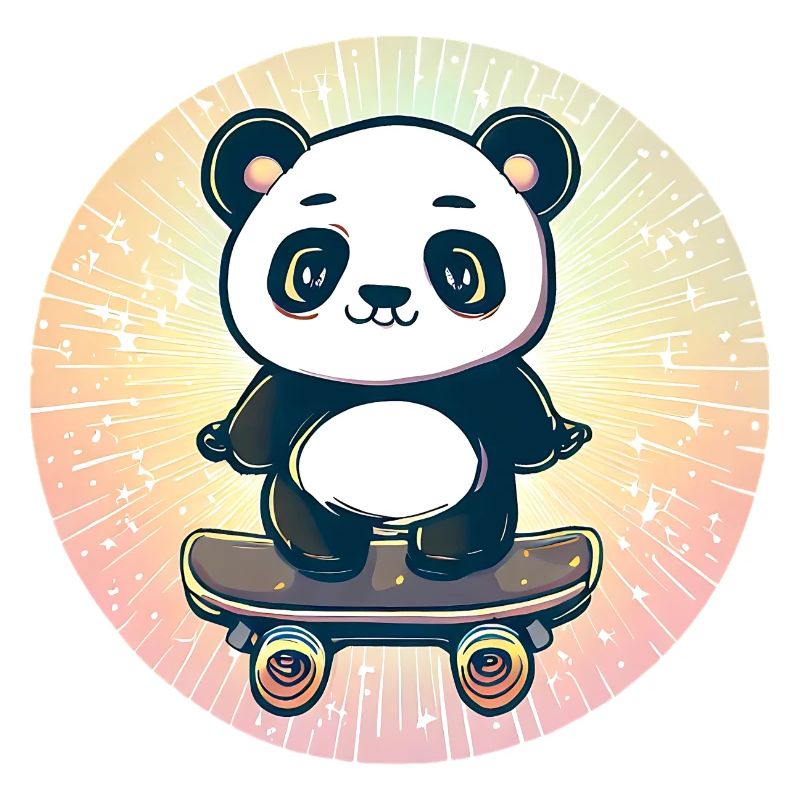 Panda skateboard au coucher du soleil