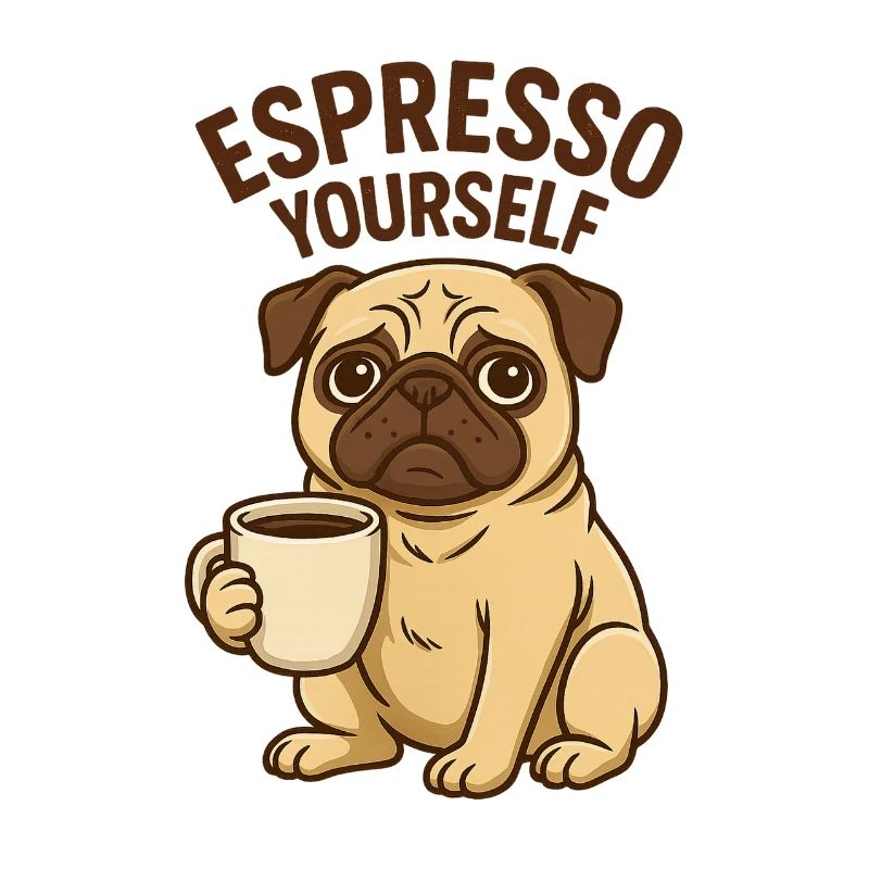 Espresso Yourself Pug Illustration
