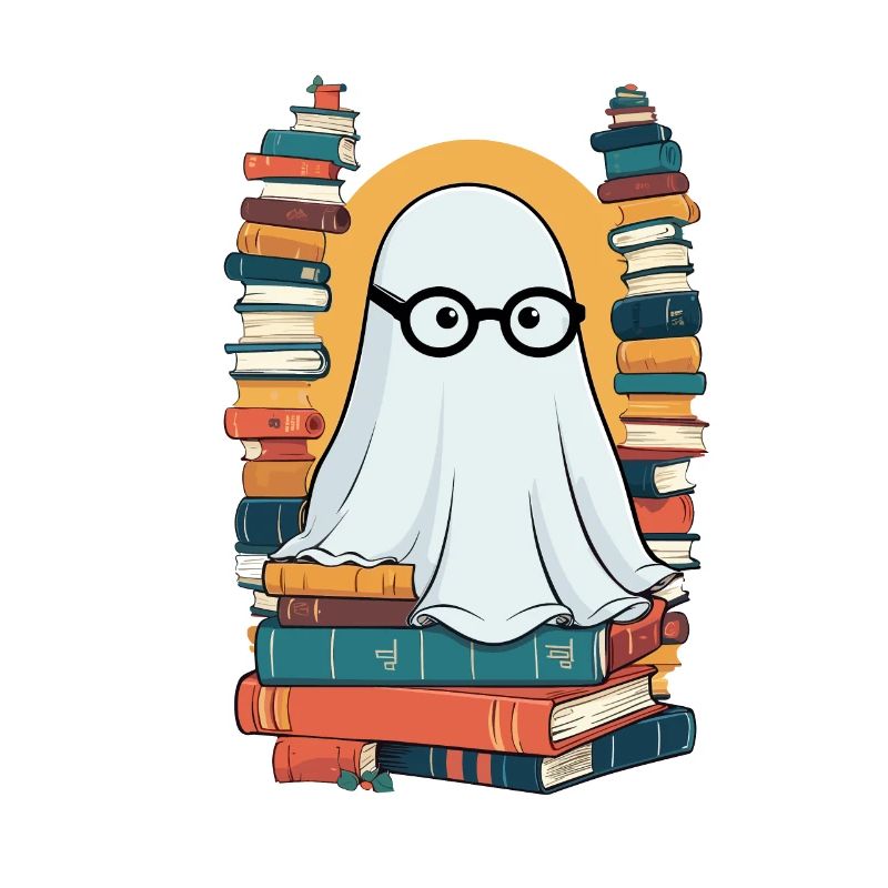 Reading Halloween Ghost Book Lover Style