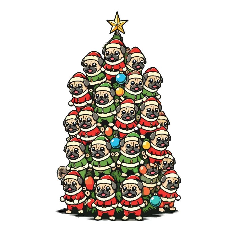 Fröhlicher Mops Weihnachtsbaum