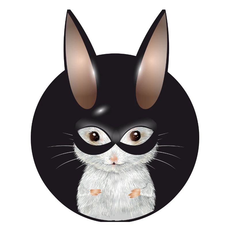Cute White Mouse with Bunny Mask in Patch
