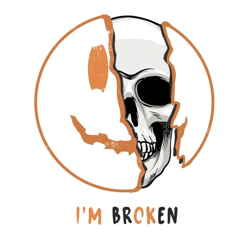 Spooky Halloween Design: "I'm Broken" Skull