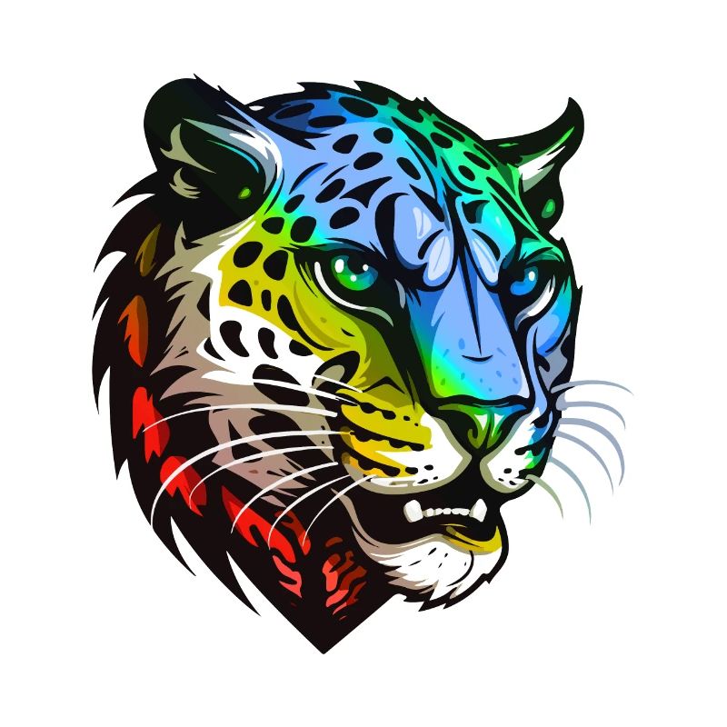 Tête de guépard colorée