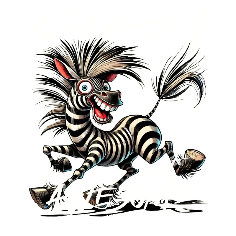 Crazy but Awesome Zebra Comic Style