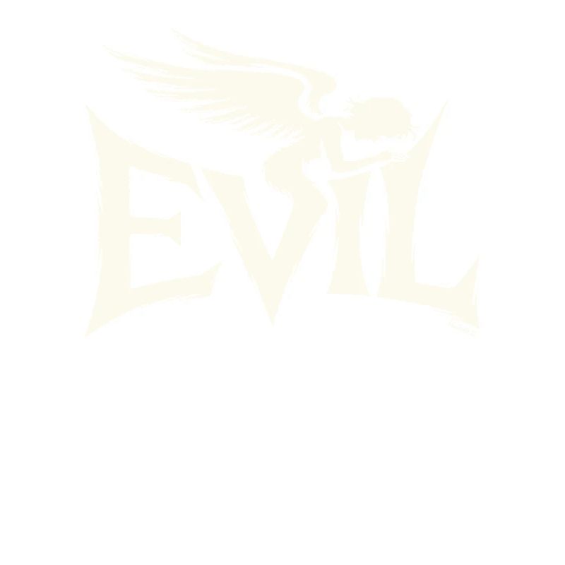 Evil Schriftzug mit dunklem Engel